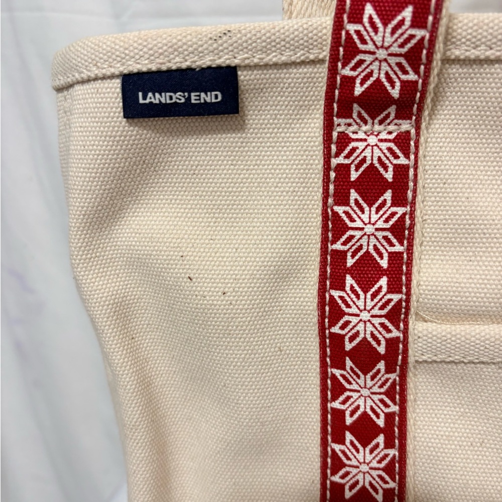 Lands' End Canvas Tote with Red Pattern - Picture 3 of 8